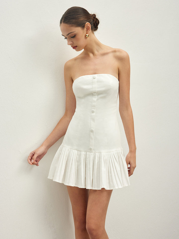 Vestido Tubo Plisado de Algodón